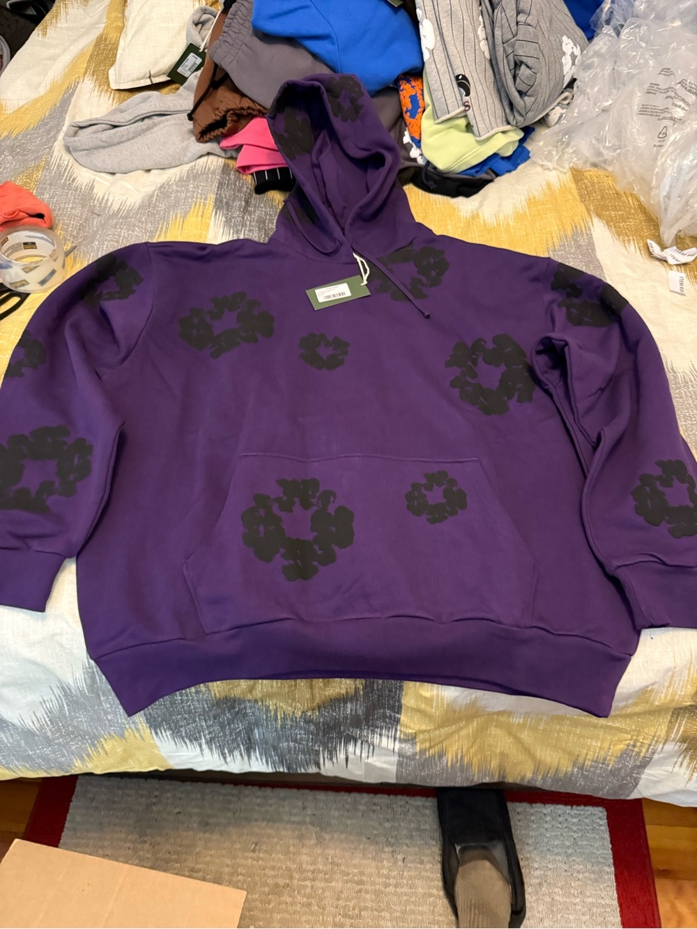 Denim Tears Black Cotton Wreath Men’s Purple Size XL